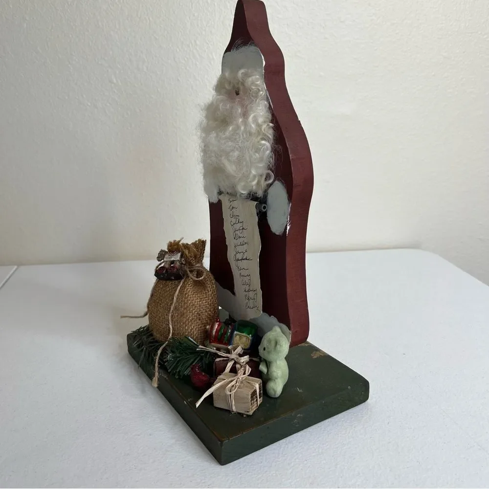 Handmade Hand Painted Wood Carved Christmas Santa Presents Sack Toys Folk Art